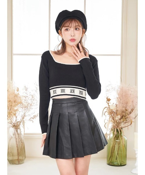 DDモノグラムスクエアネックトップス　BLK DDモノグラムスクエアネックトップス（Tシャツ/カットソー）｜Darich