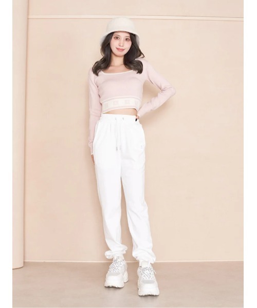 Darich（ダーリッチ）の「DDモノグラムスクエアネックトップス（Tシャツ/カットソー・レディース・アイボリー/ブラック/ピンク・FREE）」の4枚目の写真