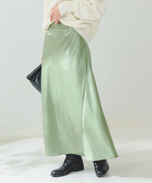 B:MING by BEAMS（ビーミングバイビームス）の「B:MING by BEAMS / レザーライク スカート 22AW（スカート・レディース・ブラック/モスグリーン/ラベンダー/ベージュ・SMALL/MEDIUM）」の3枚目の写真