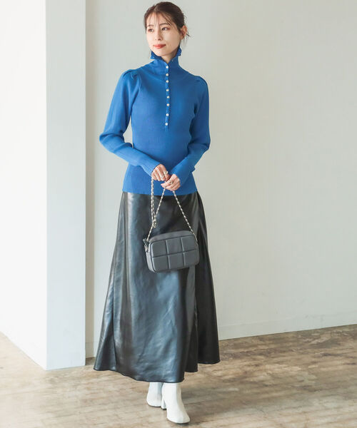 B:MING by BEAMS（ビーミングバイビームス）の「B:MING by BEAMS / レザーライク スカート 22AW（スカート・レディース・ブラック/モスグリーン/ラベンダー/ベージュ・SMALL/MEDIUM）」の6枚目の写真