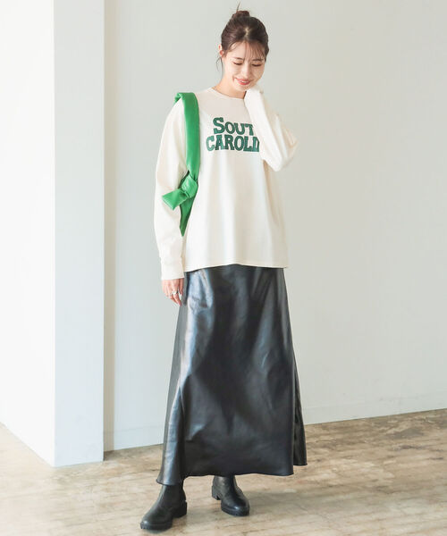 B:MING by BEAMS（ビーミングバイビームス）の「B:MING by BEAMS / レザーライク スカート 22AW（スカート・レディース・ブラック/モスグリーン/ラベンダー/ベージュ・SMALL/MEDIUM）」の9枚目の写真