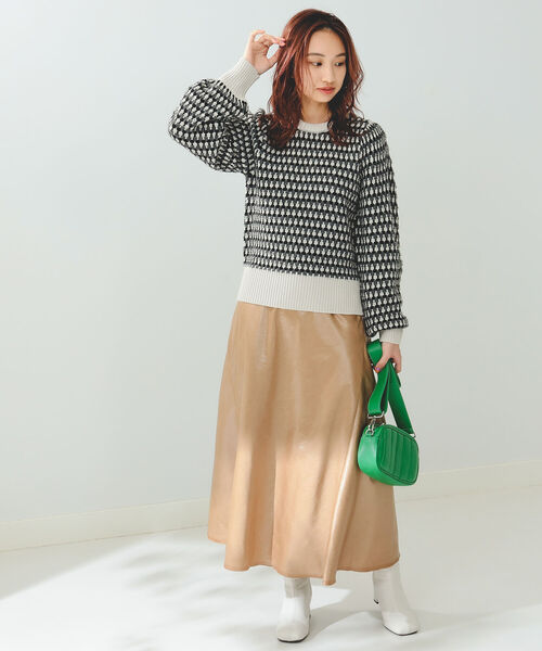 B:MING by BEAMS（ビーミングバイビームス）の「B:MING by BEAMS / レザーライク スカート 22AW（スカート・レディース・ブラック/モスグリーン/ラベンダー/ベージュ・SMALL/MEDIUM）」の12枚目の写真