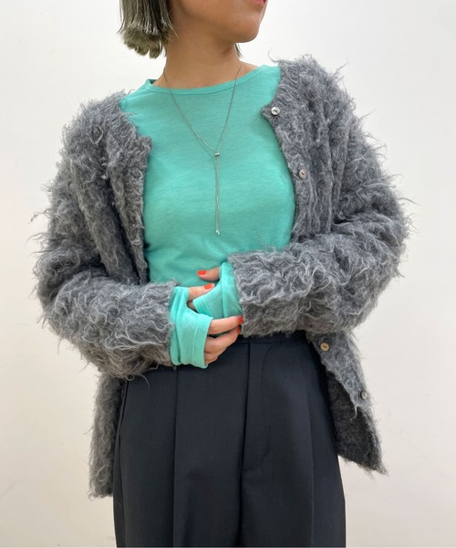 Omekashi(オメカシ)の「シアーフライスプルオーバー(Tシャツ/カットソー・レディース・ライトグレー/ベージュ/オレンジ/グリーン/パープル・FREE)」の10枚目の写真