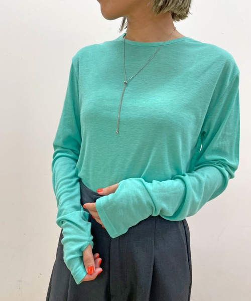 Omekashi(オメカシ)の「シアーフライスプルオーバー(Tシャツ/カットソー・レディース・ライトグレー/ベージュ/オレンジ/グリーン/パープル・FREE)」の16枚目の写真
