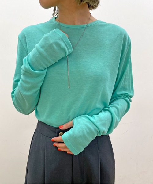 Omekashi(オメカシ)の「シアーフライスプルオーバー(Tシャツ/カットソー・レディース・ライトグレー/ベージュ/オレンジ/グリーン/パープル・FREE)」の15枚目の写真