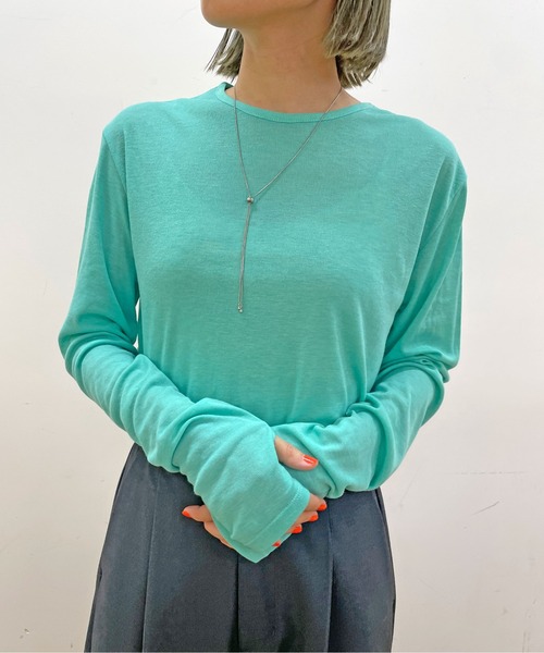 Omekashi(オメカシ)の「シアーフライスプルオーバー(Tシャツ/カットソー・レディース・ライトグレー/ベージュ/オレンジ/グリーン/パープル・FREE)」の14枚目の写真