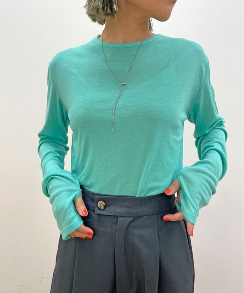 Omekashi(オメカシ)の「シアーフライスプルオーバー(Tシャツ/カットソー・レディース・ライトグレー/ベージュ/オレンジ/グリーン/パープル・FREE)」の13枚目の写真