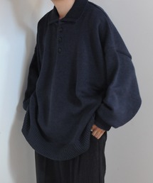 NILWAY | サイドボタンスリットニットポロシャツ/オーバーサイズ(ポロシャツ)