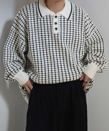 NILWAY | サイドボタンスリットニットポロシャツ/オーバーサイズ(ポロシャツ)