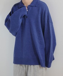 NILWAY | サイドボタンスリットニットポロシャツ/オーバーサイズ(ポロシャツ)