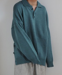 NILWAY | サイドボタンスリットニットポロシャツ/オーバーサイズ(ポロシャツ)