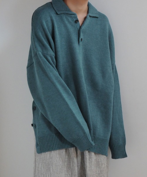 NILWAY（ニルウェイ）の「サイドボタンスリットニットポロシャツ