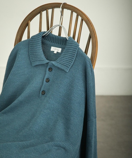 「新品」SOFTHYPHEN オーバーサイズニットポロシャツ 新品」SOFTHYPHEN オーバーサイズニットポロシャツ