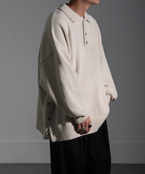 【セール】サイドボタンスリットニットポロシャツ/オーバーサイズ(ポロシャツ)|Nilway(ニルウェイ) 【セール】サイドボタンスリットニットポロシャツ/オーバーサイズ(ポロシャツ)|Nilway(ニルウェイ)