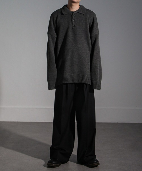 【セール】サイドボタンスリットニットポロシャツ/オーバーサイズ(ポロシャツ)|Nilway(ニルウェイ) 【セール】サイドボタンスリットニットポロシャツ/オーバーサイズ(ポロシャツ)|Nilway(ニルウェイ)