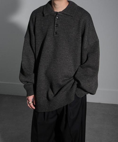 【セール】サイドボタンスリットニットポロシャツ/オーバーサイズ(ポロシャツ)|Nilway(ニルウェイ) 【セール】サイドボタンスリットニットポロシャツ/オーバーサイズ(ポロシャツ)|Nilway(ニルウェイ)