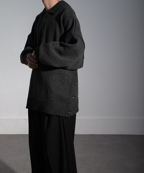 【セール】サイドボタンスリットニットポロシャツ/オーバーサイズ(ポロシャツ)|Nilway(ニルウェイ) 【セール】サイドボタンスリットニットポロシャツ/オーバーサイズ(ポロシャツ)|Nilway(ニルウェイ)