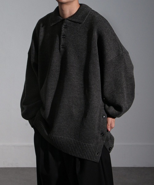 【セール】サイドボタンスリットニットポロシャツ/オーバーサイズ(ポロシャツ)|Nilway(ニルウェイ) 【セール】サイドボタンスリットニットポロシャツ/オーバーサイズ(ポロシャツ)|Nilway(ニルウェイ)