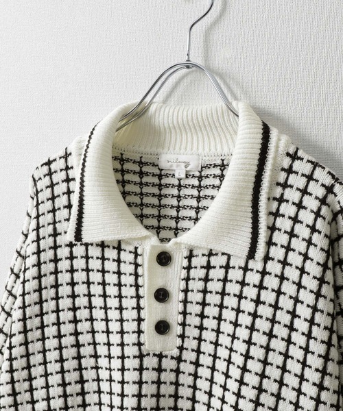 【セール】サイドボタンスリットニットポロシャツ/オーバーサイズ(ポロシャツ)|Nilway(ニルウェイ) 【セール】サイドボタンスリットニットポロシャツ/オーバーサイズ(ポロシャツ)|Nilway(ニルウェイ)