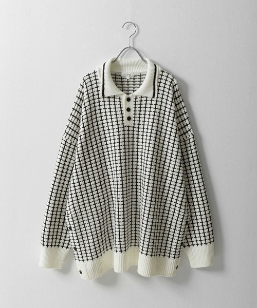 【セール】サイドボタンスリットニットポロシャツ/オーバーサイズ(ポロシャツ)|Nilway(ニルウェイ) 【セール】サイドボタンスリットニットポロシャツ/オーバーサイズ(ポロシャツ)|Nilway(ニルウェイ)