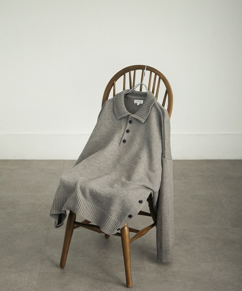 【セール】サイドボタンスリットニットポロシャツ/オーバーサイズ(ポロシャツ)|Nilway(ニルウェイ) 【セール】サイドボタンスリットニットポロシャツ/オーバーサイズ(ポロシャツ)|Nilway(ニルウェイ)