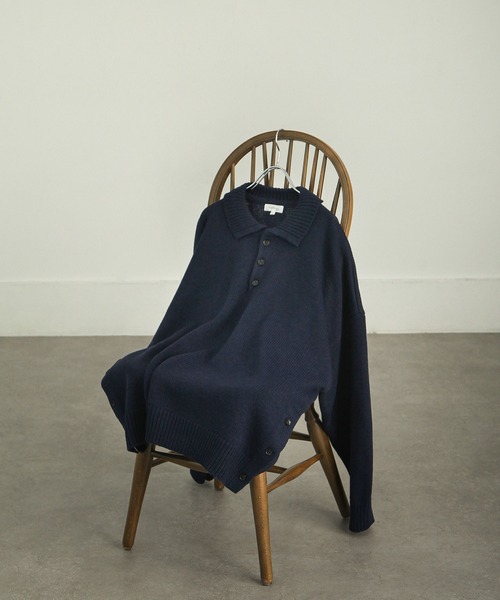 【セール】サイドボタンスリットニットポロシャツ/オーバーサイズ(ポロシャツ)|Nilway(ニルウェイ) 【セール】サイドボタンスリットニットポロシャツ/オーバーサイズ(ポロシャツ)|Nilway(ニルウェイ)