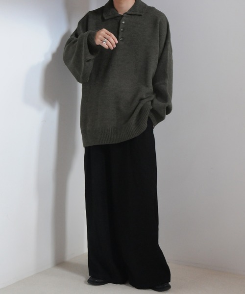 【セール】サイドボタンスリットニットポロシャツ/オーバーサイズ(ポロシャツ)|Nilway(ニルウェイ) 【セール】サイドボタンスリットニットポロシャツ/オーバーサイズ(ポロシャツ)|Nilway(ニルウェイ)