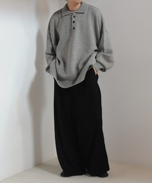 【セール】サイドボタンスリットニットポロシャツ/オーバーサイズ(ポロシャツ)|Nilway(ニルウェイ) 【セール】サイドボタンスリットニットポロシャツ/オーバーサイズ(ポロシャツ)|Nilway(ニルウェイ)