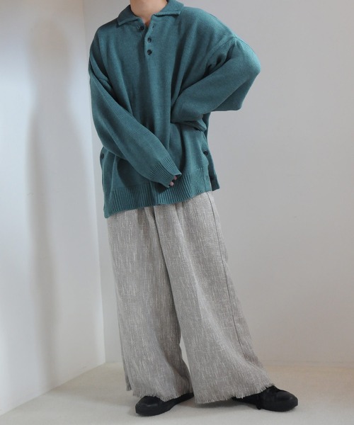【セール】サイドボタンスリットニットポロシャツ/オーバーサイズ(ポロシャツ)|Nilway(ニルウェイ) 【セール】サイドボタンスリットニットポロシャツ/オーバーサイズ(ポロシャツ)|Nilway(ニルウェイ)