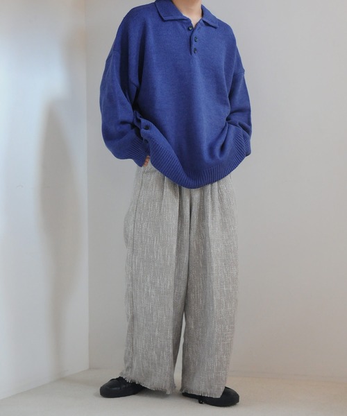 【セール】サイドボタンスリットニットポロシャツ/オーバーサイズ(ポロシャツ)|Nilway(ニルウェイ) 【セール】サイドボタンスリットニットポロシャツ/オーバーサイズ(ポロシャツ)|Nilway(ニルウェイ)