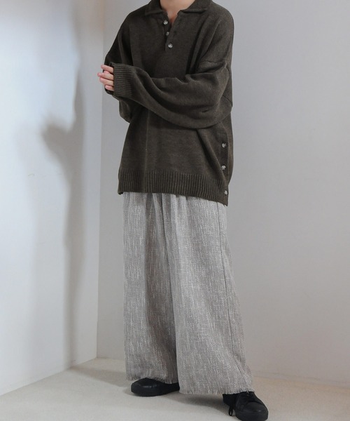 【セール】サイドボタンスリットニットポロシャツ/オーバーサイズ(ポロシャツ)|Nilway(ニルウェイ) 【セール】サイドボタンスリットニットポロシャツ/オーバーサイズ(ポロシャツ)|Nilway(ニルウェイ)