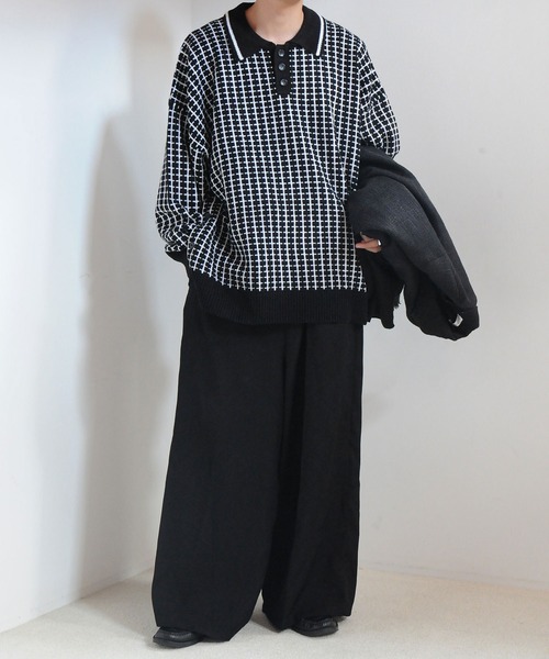 【セール】サイドボタンスリットニットポロシャツ/オーバーサイズ(ポロシャツ)|Nilway(ニルウェイ) 【セール】サイドボタンスリットニットポロシャツ/オーバーサイズ(ポロシャツ)|Nilway(ニルウェイ)