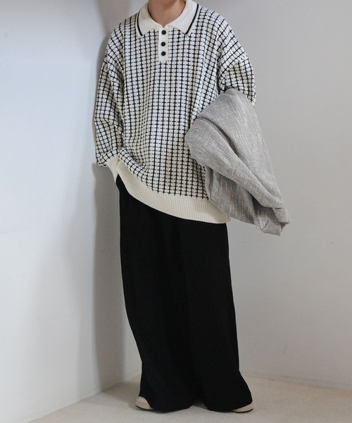 【セール】サイドボタンスリットニットポロシャツ/オーバーサイズ(ポロシャツ)|Nilway(ニルウェイ) 【セール】サイドボタンスリットニットポロシャツ/オーバーサイズ(ポロシャツ)|Nilway(ニルウェイ)