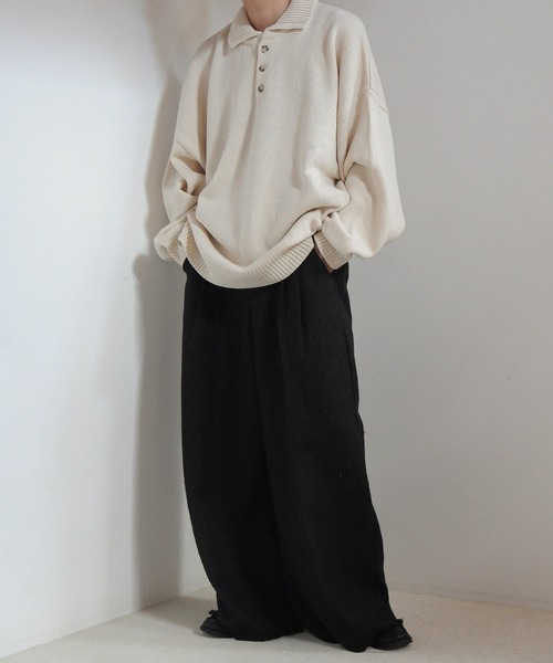 【セール】サイドボタンスリットニットポロシャツ/オーバーサイズ(ポロシャツ)|Nilway(ニルウェイ) 【セール】サイドボタンスリットニットポロシャツ/オーバーサイズ(ポロシャツ)|Nilway(ニルウェイ)