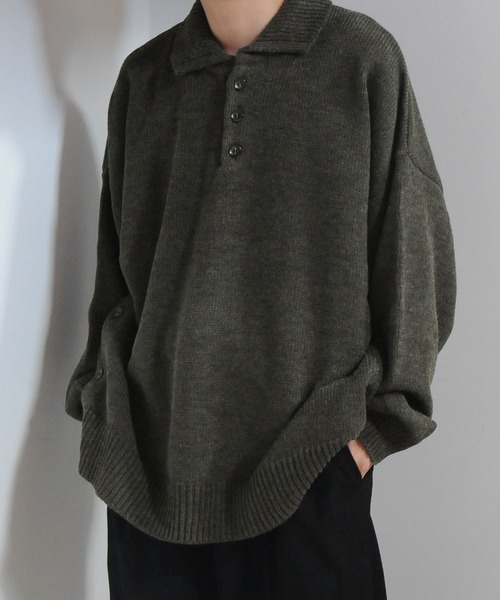 【セール】サイドボタンスリットニットポロシャツ/オーバーサイズ(ポロシャツ)|Nilway(ニルウェイ) 【セール】サイドボタンスリットニットポロシャツ/オーバーサイズ(ポロシャツ)|Nilway(ニルウェイ)