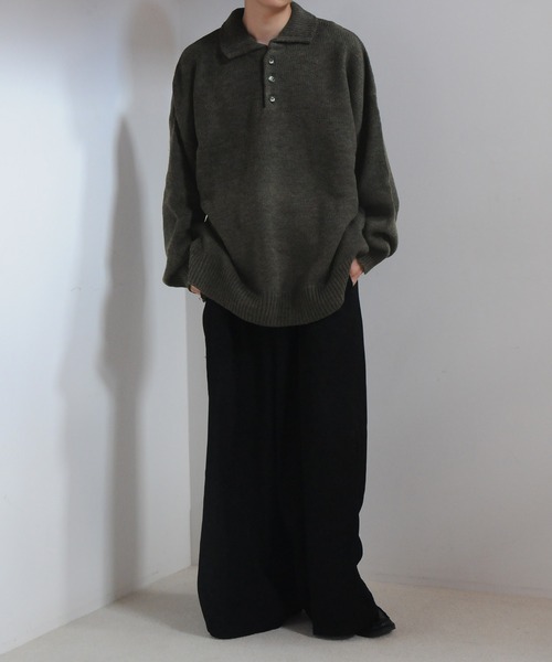 【セール】サイドボタンスリットニットポロシャツ/オーバーサイズ(ポロシャツ)|Nilway(ニルウェイ) 【セール】サイドボタンスリットニットポロシャツ/オーバーサイズ(ポロシャツ)|Nilway(ニルウェイ)