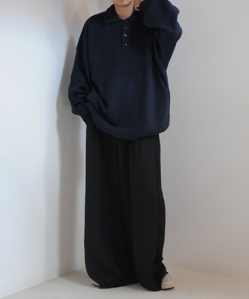 【セール】サイドボタンスリットニットポロシャツ/オーバーサイズ(ポロシャツ)|Nilway(ニルウェイ) 【セール】サイドボタンスリットニットポロシャツ/オーバーサイズ(ポロシャツ)|Nilway(ニルウェイ)