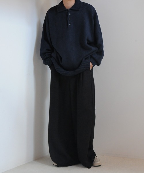 【セール】サイドボタンスリットニットポロシャツ/オーバーサイズ(ポロシャツ)|Nilway(ニルウェイ) 【セール】サイドボタンスリットニットポロシャツ/オーバーサイズ(ポロシャツ)|Nilway(ニルウェイ)