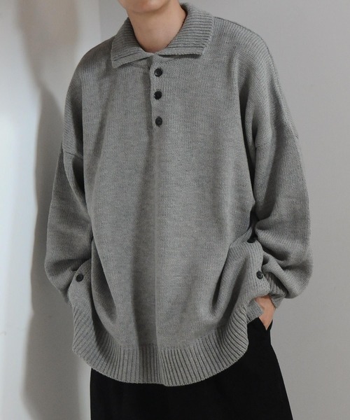 【セール】サイドボタンスリットニットポロシャツ/オーバーサイズ(ポロシャツ)|Nilway(ニルウェイ) 【セール】サイドボタンスリットニットポロシャツ/オーバーサイズ(ポロシャツ)|Nilway(ニルウェイ)