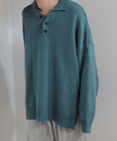 【セール】サイドボタンスリットニットポロシャツ/オーバーサイズ(ポロシャツ)|Nilway(ニルウェイ) 【セール】サイドボタンスリットニットポロシャツ/オーバーサイズ(ポロシャツ)|Nilway(ニルウェイ)