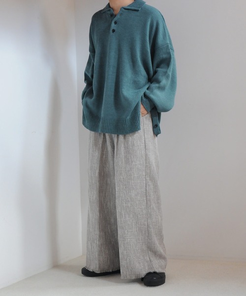 【セール】サイドボタンスリットニットポロシャツ/オーバーサイズ(ポロシャツ)|Nilway(ニルウェイ) 【セール】サイドボタンスリットニットポロシャツ/オーバーサイズ(ポロシャツ)|Nilway(ニルウェイ)
