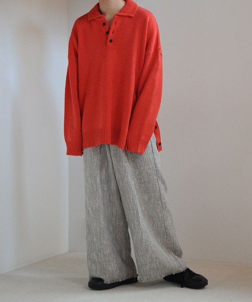 【セール】サイドボタンスリットニットポロシャツ/オーバーサイズ(ポロシャツ)|Nilway(ニルウェイ) 【セール】サイドボタンスリットニットポロシャツ/オーバーサイズ(ポロシャツ)|Nilway(ニルウェイ)