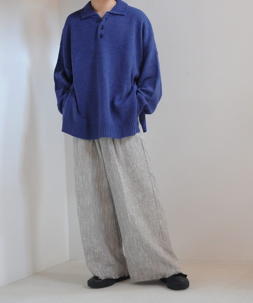 【セール】サイドボタンスリットニットポロシャツ/オーバーサイズ(ポロシャツ)|Nilway(ニルウェイ) 【セール】サイドボタンスリットニットポロシャツ/オーバーサイズ(ポロシャツ)|Nilway(ニルウェイ)