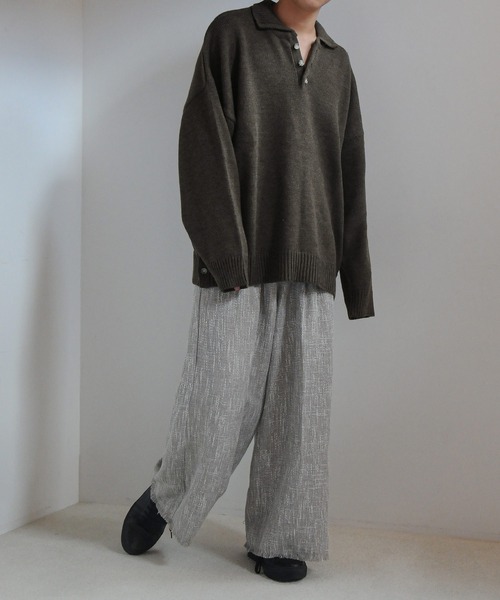 【セール】サイドボタンスリットニットポロシャツ/オーバーサイズ(ポロシャツ)|Nilway(ニルウェイ) 【セール】サイドボタンスリットニットポロシャツ/オーバーサイズ(ポロシャツ)|Nilway(ニルウェイ)