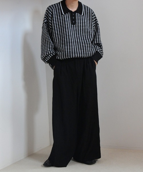 【セール】サイドボタンスリットニットポロシャツ/オーバーサイズ(ポロシャツ)|Nilway(ニルウェイ) 【セール】サイドボタンスリットニットポロシャツ/オーバーサイズ(ポロシャツ)|Nilway(ニルウェイ)