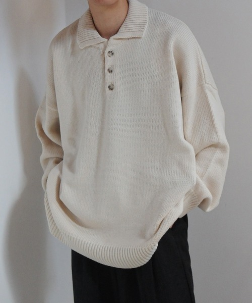 【セール】サイドボタンスリットニットポロシャツ/オーバーサイズ(ポロシャツ)|Nilway(ニルウェイ) 【セール】サイドボタンスリットニットポロシャツ/オーバーサイズ(ポロシャツ)|Nilway(ニルウェイ)