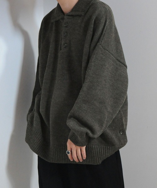 【セール】サイドボタンスリットニットポロシャツ/オーバーサイズ(ポロシャツ)|Nilway(ニルウェイ) 【セール】サイドボタンスリットニットポロシャツ/オーバーサイズ(ポロシャツ)|Nilway(ニルウェイ)