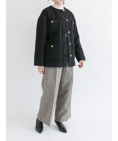 Te chichi（テチチ）の「ツイードワイドパンツ（その他パンツ・レディース・ブラック/ベージュ・SMALL/MEDIUM）」の4枚目の写真