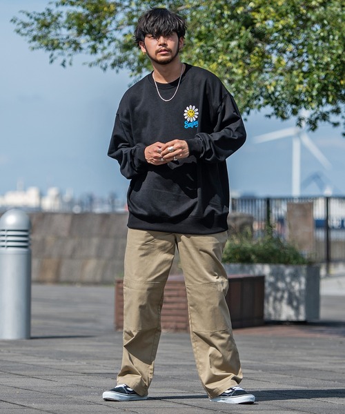 『SMILEY FACE/スマイリーフェイス』フラワースマイリープリント裏毛トレーナー（スウェット）｜SMILEY FACE（スマイリーフェイス）