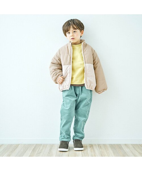 apres les cours(アプレレクール)の「リバーシブル中綿ジャケット(ダウンジャケット/コート・キッズ・ベージュ/ピンク/ラベンダー/サックスブルー/チャコール・120/80/130/140/90/100/110)」の12枚目の写真